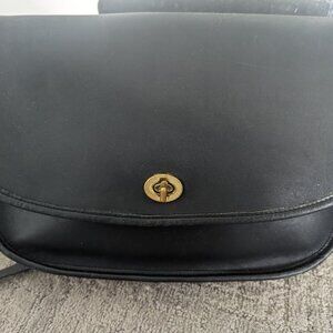 Vintage Coach Black Leather Large City Bag Legacy Crossbody Turnlock Flap 9790